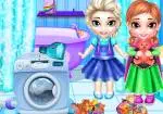 姉妹 アナと雪の女王 おもちゃを洗います